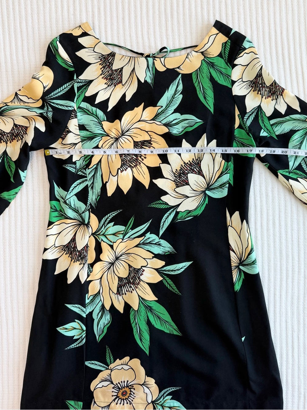 FARM Rio Long Bell Sleeve Mini Dress with Low Tie Back in Tropical Floral Print - Picture 11 of 14